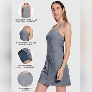 Kyodan Athletic Dress Petite Small Sea Blue Heather Built In Shorts & Bra